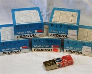 343 - Remington Ammo-12 Gauge & 22 Long 50 Rim Fire-6bxs 12 Gauge - Dove/Quail Load - 4 Full Boxes/1 Partial Boxes 22 Long Hi-Speed - PARTIAL BOX only
