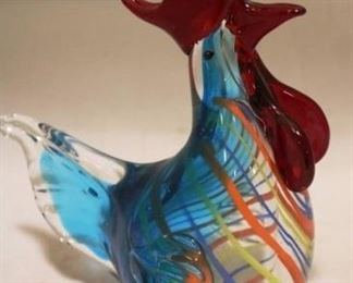 365 - Murano Glass Rooster 8" t x 7" w