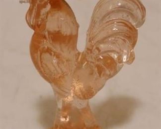 374 - Pink Glass Rooster (small) 4.5" tall