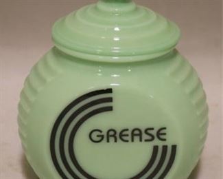 376 - Jadeite Grease Lidded Jar 6.5" t x 5" w