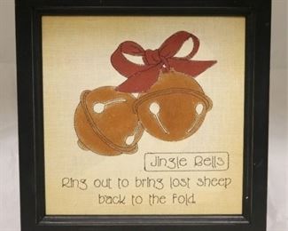 
384 - "Jingle Bells" Framed Wall Decor 12" x 12"