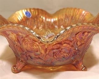 
390 - Imperial Carnival Glass Footed Compote Bowl 10.5" w x 5" tall