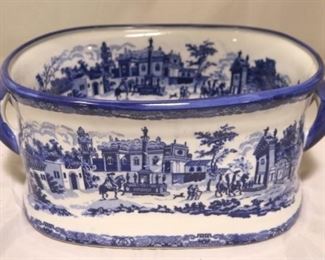 410 - Large Blue & White Tub 17" l x 12" w x 8" h