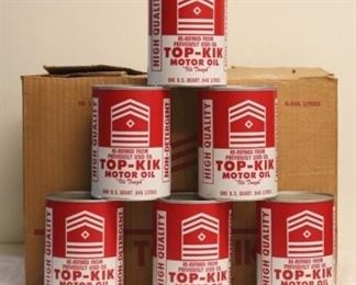 411 - Top-Kik Motor Oil - Case of EMPTY Cans total cans is 24