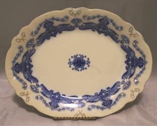 416 - Upper Hanley Pottery Eng Flow Blue Elgar Platter 14" l x 10.5 w