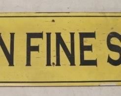 423 - "Damn Fine Stuff" Wood Sign - AS IS 12" x 48" - part of wording has peeled off