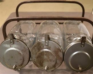 
525 - Glass Store Jar Rack w/ 3 glass jars