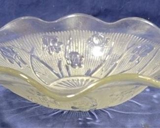 542 - Iris & Herringbone Glass Bowl 11 1/2 round