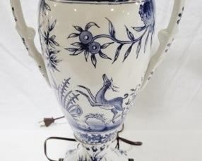 581 - Blue/White Porcelain Lamp 31" tall