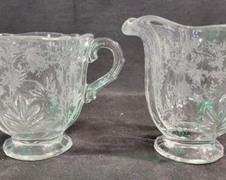 585 - Fostoria "Chintz" Creamer & Sugar Set