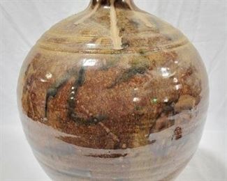 590 - Large Pottery Vase Signed by Robin Mangum '84 13" x 9"