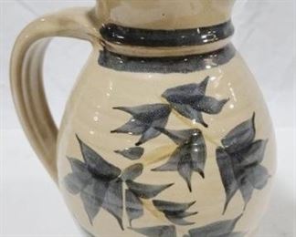 591 - Art Pottery Pitcher signed Mangum pottery 10" x 8"