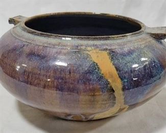 603 - Art Pottery Vase signed by Michael Nowack 3.5" h x 7" round