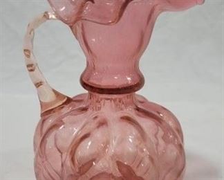 605 - Fenton Cranberry Pitcher 6" tall