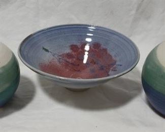 608 - 3 pieces of Art Pottery signed