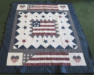 824 - Patriotic quilted wall hanging or throw 60 x 52