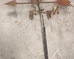 852 - Rusty chicken weathervane 54" tall