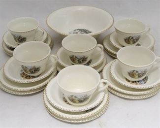 874 - Harber Pottery 22kt Trim 24 pc China Set