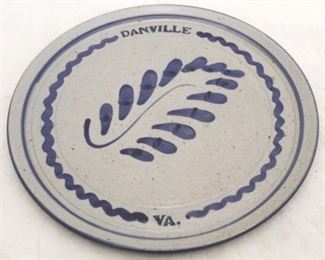 916 - Danville, VA pottery platter - signed 11 1/4" round