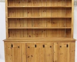 1203 - Large Pine 2 Part Cupboard 90" x 86" x 20"