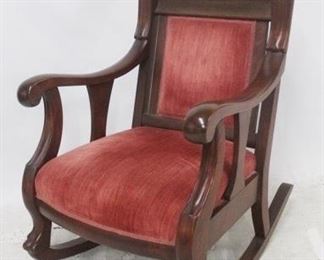 1215 - Empire Mahogany Claw Foot Rocking Chair 44" x 27" x 35.5"