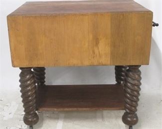 1218 - Monumental Rolling Butcher Block 39" x 30" x 39"