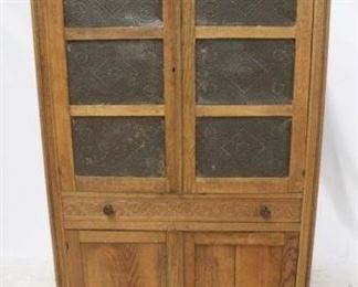 
1268 - Early Pie Safe Cupboard w/ punched tins 72" x 39.5" x 16"