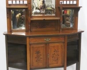 1276 - English Edwardian Mirror Back Etagere 76.5" x 48" x 10"