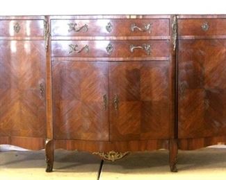 
1334 - Marble top French inlaid buffet - brass ormolu 43 x 79 x 25