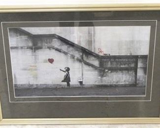1346x - Girl with balloon framed print by Banksy 30 x 22