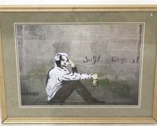1351 - Just Google It Einstein framed print by Banksy 21 1/2 x 25 1/2