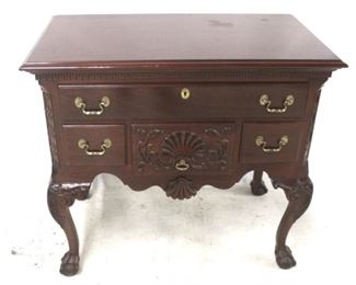 1357 - Link-Taylor Chippendale mahogany lowboy Ball & claw feet 33 x 36 x 21
