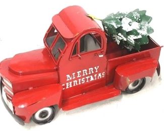 1386 - Metal Merry Christmas truck with tree 21 x 10 x 10
