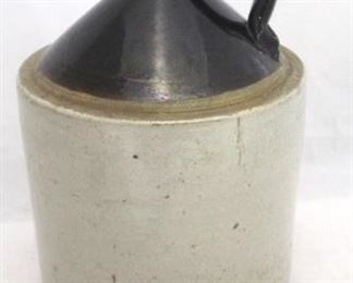 1392 - Brown & white stoneware jug 13 1/2 x 9
