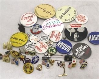 1401 - Assorted pinback buttons & lapel pins
