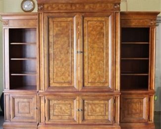 2549 - Ethan Allen 3 part lighted entertainment center no glass for shelves 90 x 103 x 26
