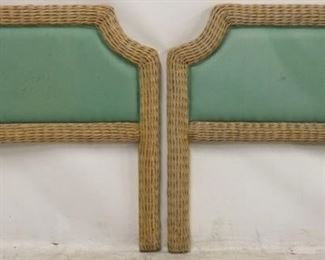 2565 - Pair twin wicker upholstered headboards 42 x 38 1/2
