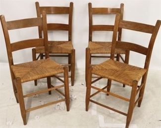 2576 - Great farmhouse set of 4 rush seat chairs 32 x 18 x 14 1/2
