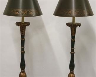 2582 - Pair Toleware buffet lamps 39 1/2 tall

