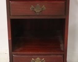 2597 - Mahogany bracket foot 2 drawer bedside stand 29 x 18 1/2 x 15
