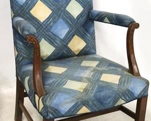 2616 - Chinese Chippendale mahogany arm chair Signficant staining 44 x 24 x 22 1/2
