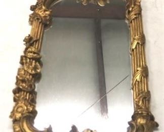 2620 - Fancy gilded wall mirror - AS IS 47 x 21 losses to frame
