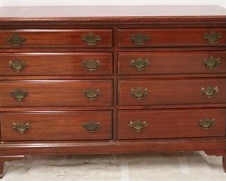 2623 - Mahogany bracket foot double dresser 35 x 53 x 20 1/2 Veneer loss to back right hand foot
