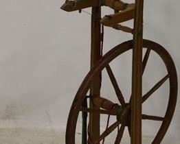 2643 - German painted spinning wheel 40" tall
