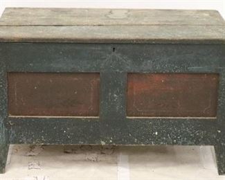2659 - Primitive original paint dated 1886 blanket chest lid is split 22 x 35 x 18

