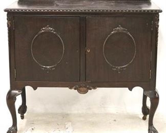 2689 - Carved Chippendale 2 door server on tall leg 39 x 40 x 19

