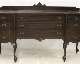 2703 - Early Chippendale carved sideboard on claw feet 46 x 72 x 21 Signed Steul
