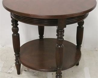 2714 - Mahogany 2 tier round end table 27 x 30 diameter
