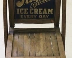 2769 - Vintage Page's Ice cream advertising chair 33 1/3 X 18 X 16 folding design
