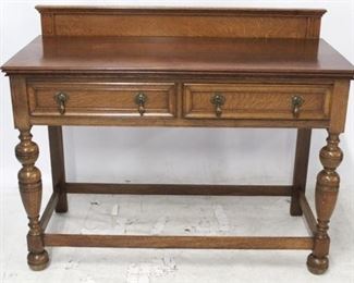 3343 - English Jacobean oak 2 drawer server 38 x 48 x 21 1/2
